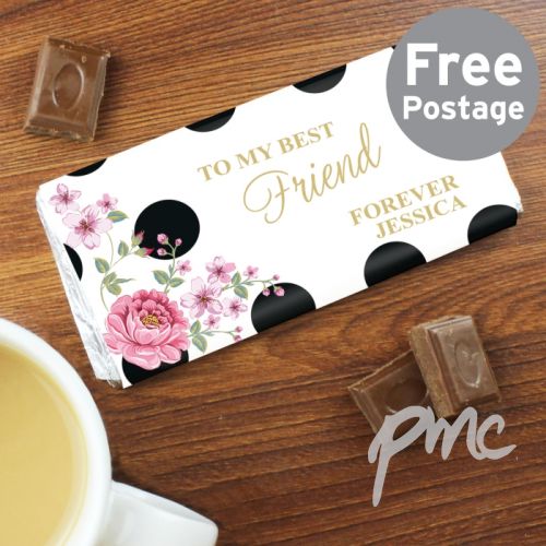 Personalised Floral Dot Milk Chocolate Bar