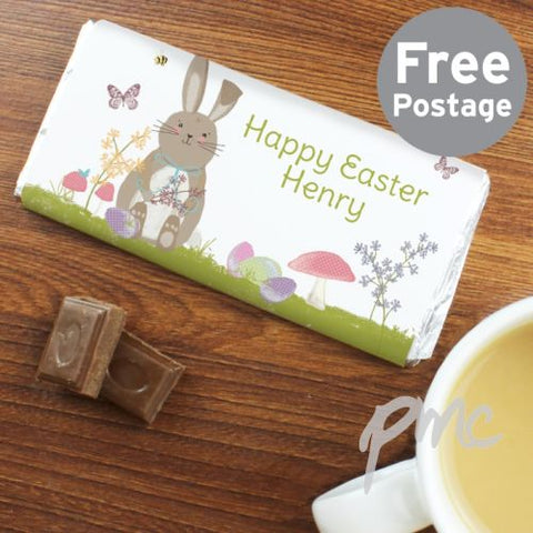 Personalised Easter Meadow Bunny Milk Chocolate Bar
