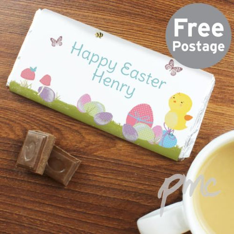 Personalised Easter Meadow Chick Milk Chocolate Bar