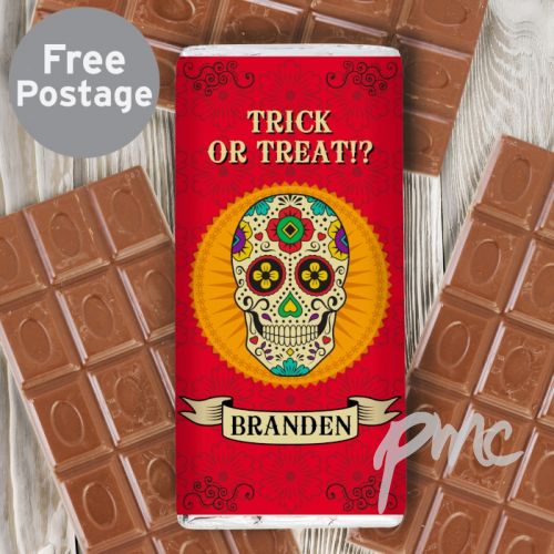 Personalised Sugar Skull Milk Chocolate Bar