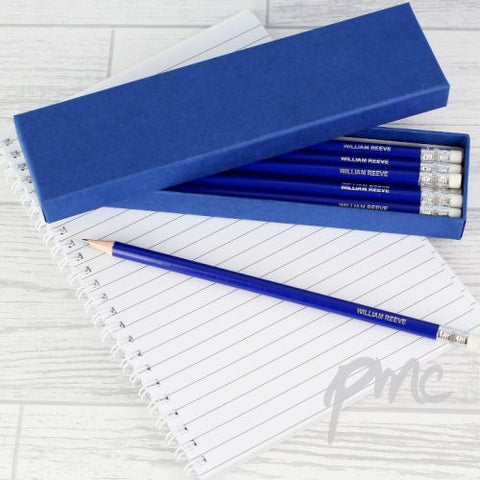 Personalised Box of 12 Blue HB Pencils