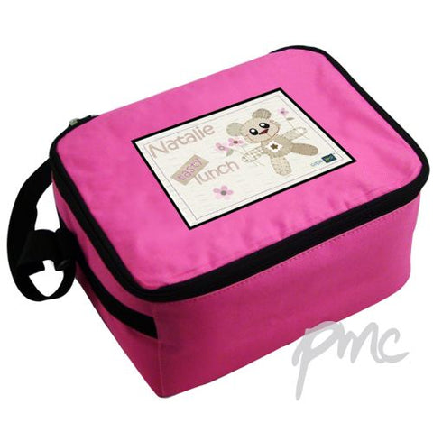 Personalised Cotton Zoo Girls Tweed the Bear Lunch Bag