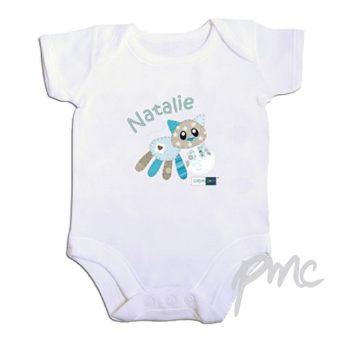 Personalised Cotton Zoo Calico the Kitten 0-3 Months Baby Vest