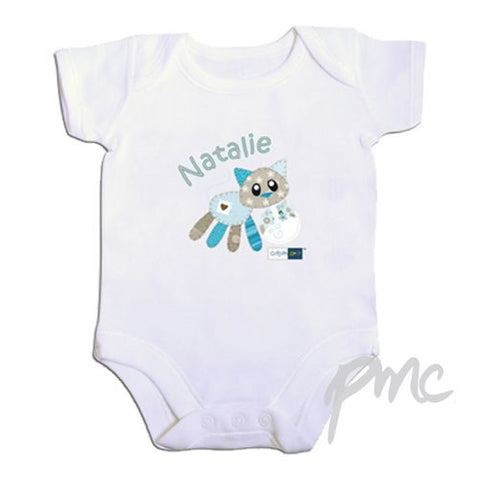 Personalised Cotton Zoo Calico the Kitten 0-3 Months Baby Vest