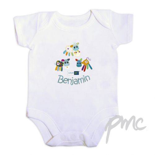 Personalised Cotton Zoo Boys Farmyard 0-3 Months Baby Vest