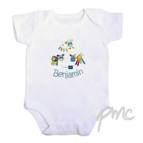 Personalised Cotton Zoo Boys Farmyard 0-3 Months Baby Vest