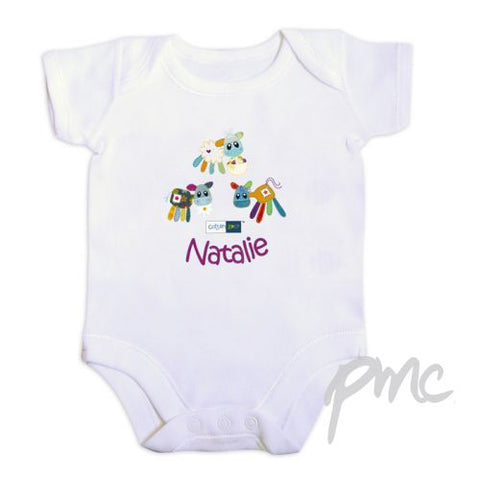 Personalised Cotton Zoo Girls Farmyard 0-3 Months Baby Vest