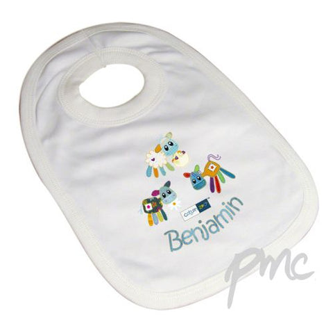 Personalised Cotton Zoo Boys Farmyard Bib