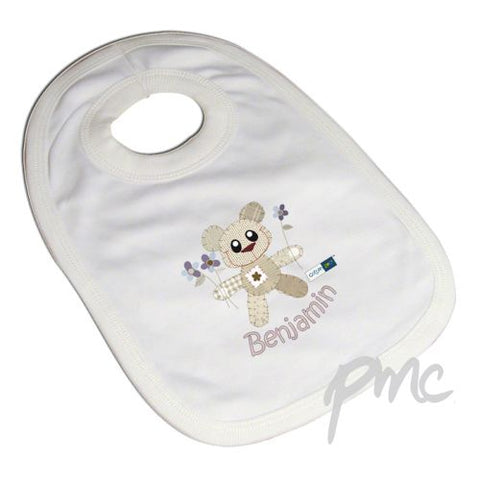 Personalised Cotton Zoo Boys Tweed the Bear Bib