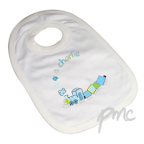 Personalised Patchwork Train Baby Bib
