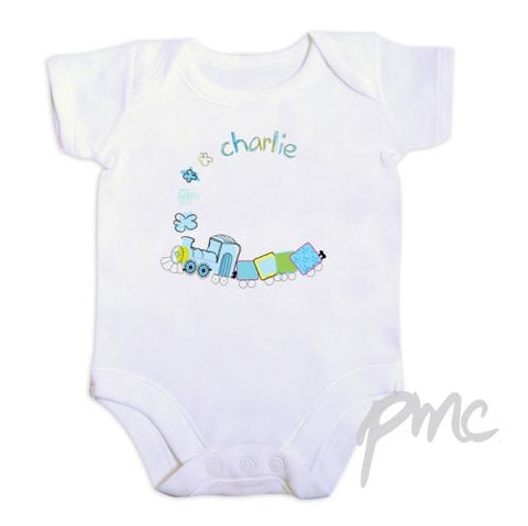 Personalised Patchwork Train Baby Vest