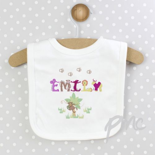 Personalised Girls Animal Alphabet Bib