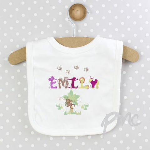Personalised Girls Animal Alphabet Bib