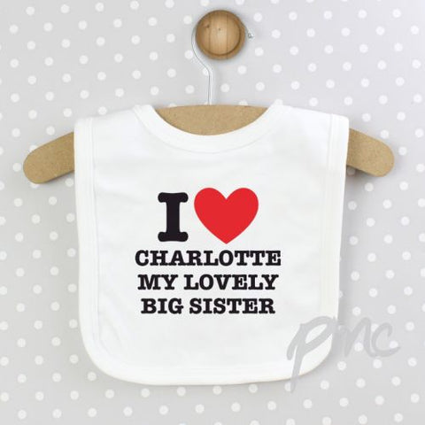 Personalised I HEART 0-3 Months Baby Bib