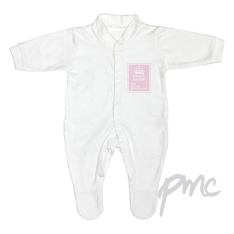 Personalised Pink 1st Class 9-12 Months Babygrow