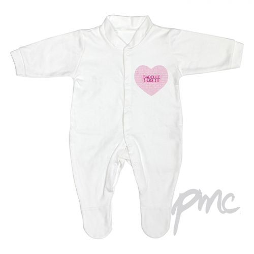 Personalised Sweet Heart 9-12 Months Babygrow