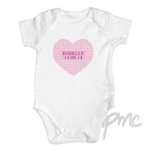 Personalised Sweet Heart 6-9 Months Baby Vest