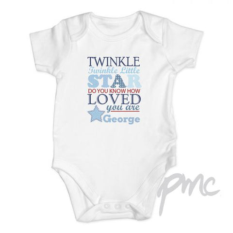 Personalised Twinkle Boys 9-12 Months Baby Vest