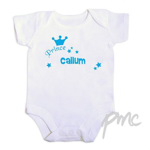 Personalised Little Prince Blue 3-6 Months Baby Vest