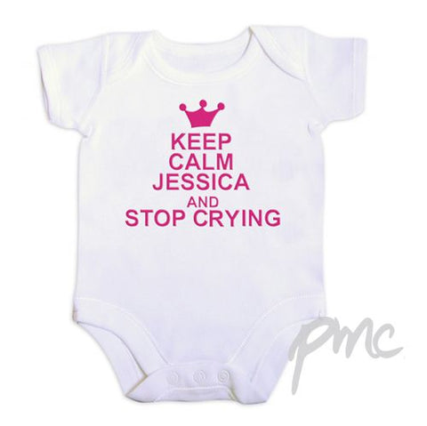 Personalised Pink Keep Calm 3-6 Months Baby Vest