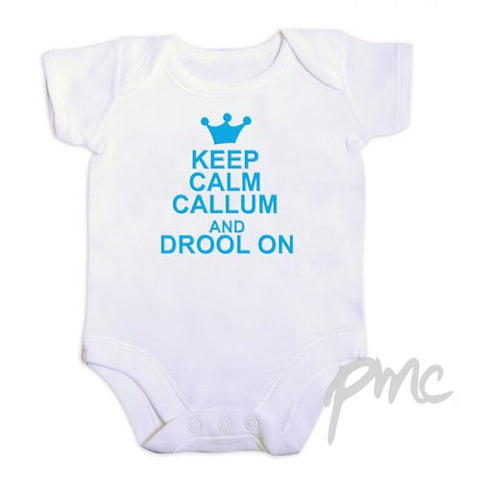 Personalised Blue Keep Calm 3-6 Months Baby Vest