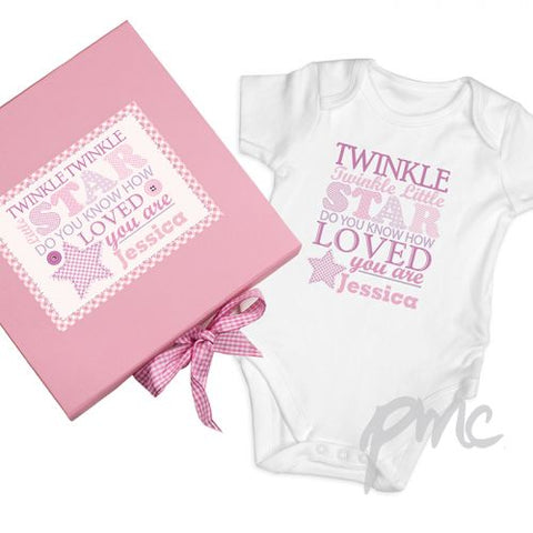 Personalised Twinkle Girls Pink Gift Set - Baby Vest