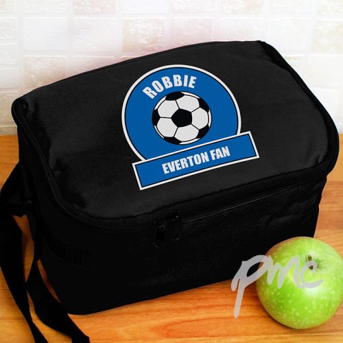 Personalised Dark Blue Football Fan Lunch Bag