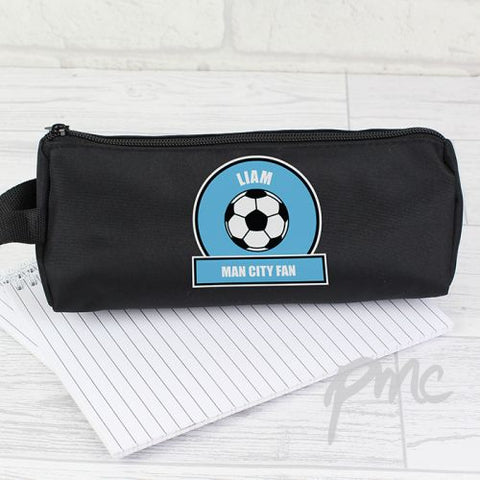 Personalised Sky Blue Football Fan Pencil Case