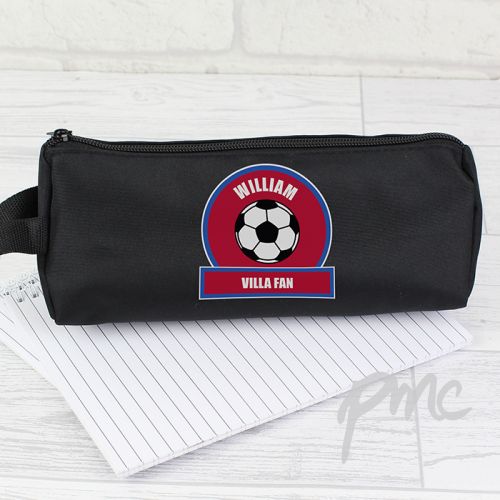 Personalised Claret and Blue Football Fan Pencil Case