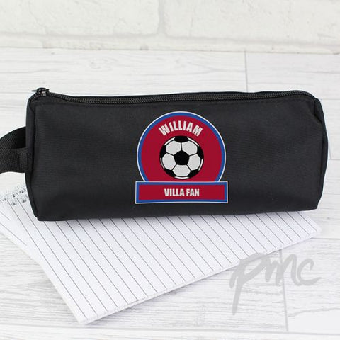 Personalised Claret and Blue Football Fan Pencil Case