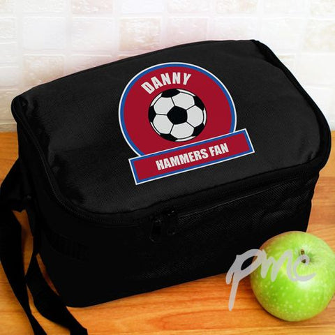 Personalised Claret and Blue Football Fan Lunch Bag