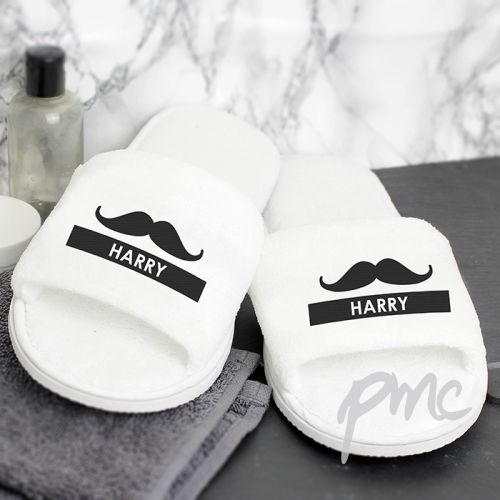 Personalised Moustache Velour Slippers