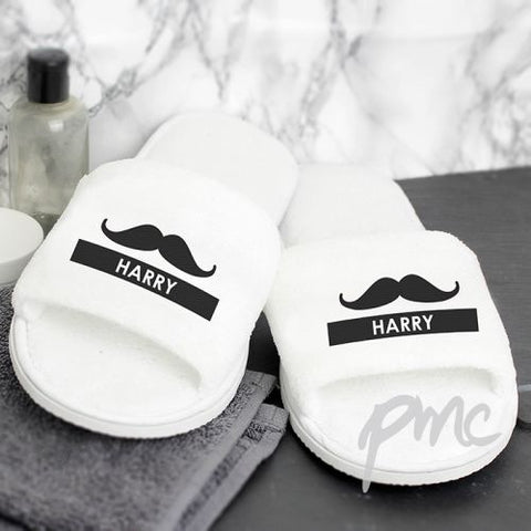 Personalised Moustache Velour Slippers