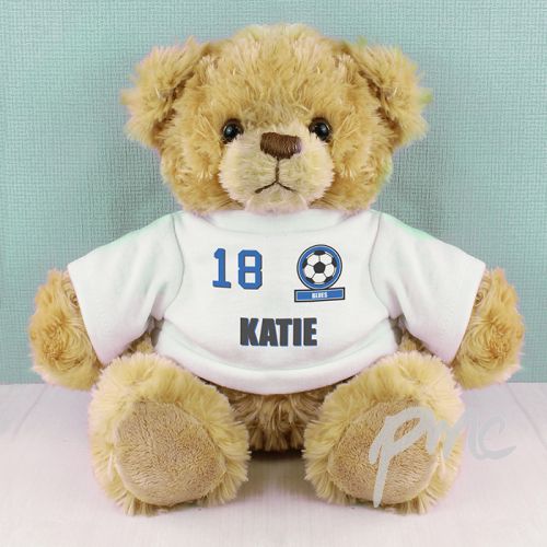 Personalised Dark Blue Football Fan T-Shirt Message Bear