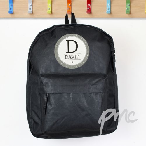 Personalised Star Name Black Backpack
