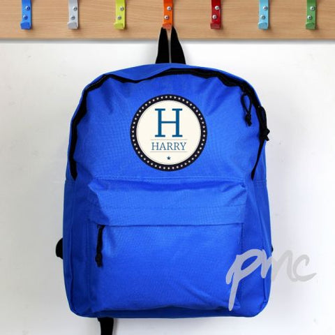 Personalised Star Name Blue Backpack