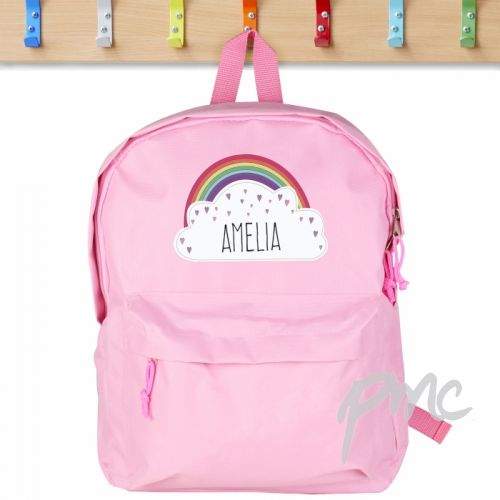 Personalised Rainbow Pink Backpack