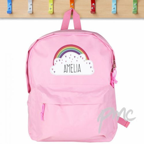 Personalised Rainbow Pink Backpack