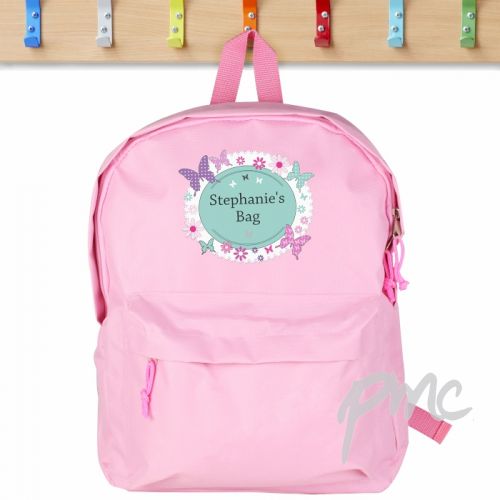 Personalised Butterfly Pink Backpack