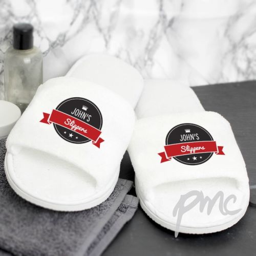 Personalised Red Banner Velour Slippers
