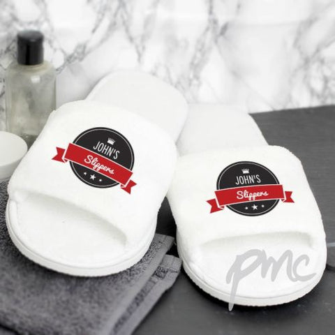 Personalised Red Banner Velour Slippers