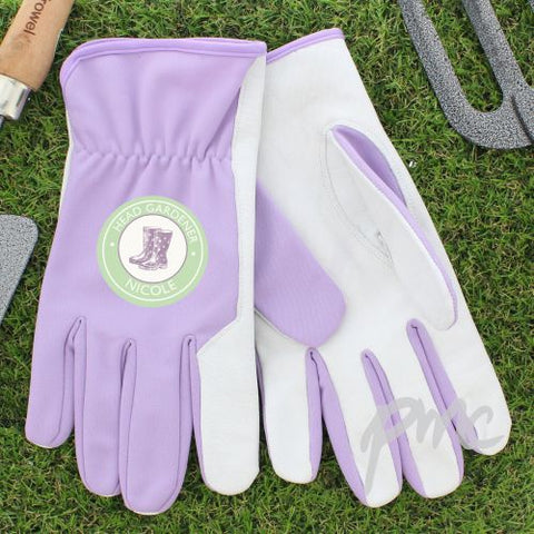 Personalised Head Gardener Medium Lilac Gardening Gloves