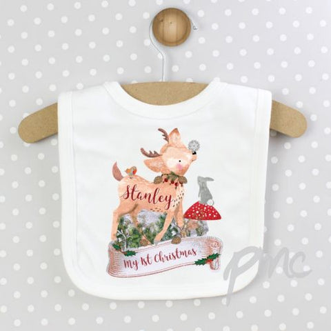 Personalised Festive Fawn Bib