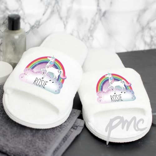 Personalised Unicorn Velour Slippers