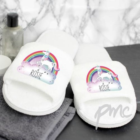 Personalised Unicorn Velour Slippers