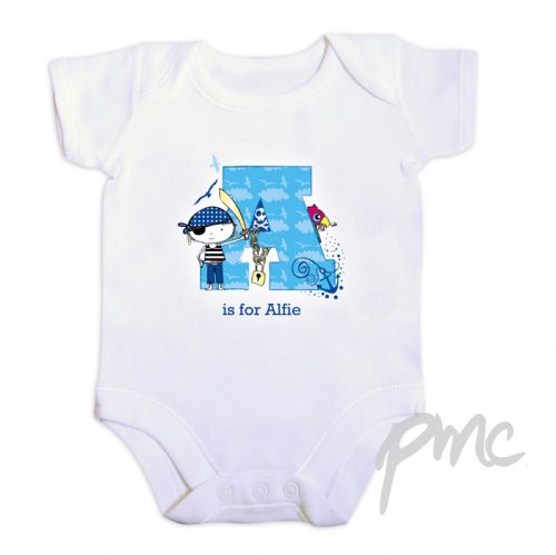 Personalised Pirate Letter Baby Vest