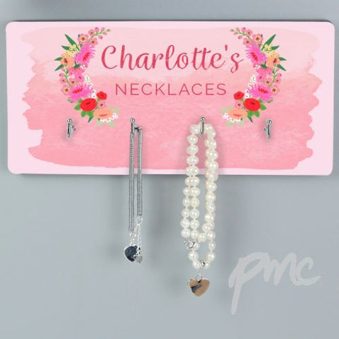 Personalised Floral Watercolour Jewellery Hooks