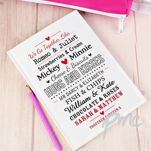 Personalised We Go Together Like.... Hardback A5 Notebook