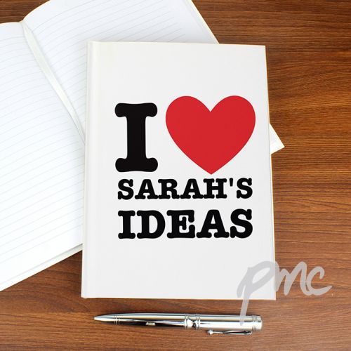 Personalised I HEART Hardback A5 Notebook