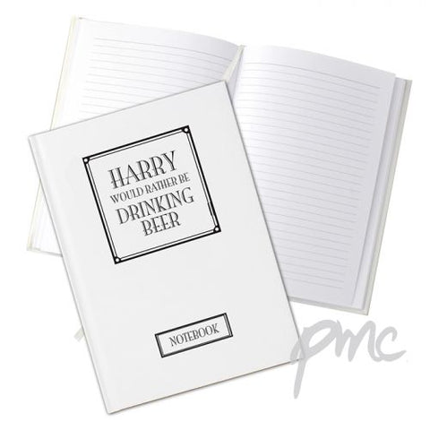 Personalised Rather Be Hardback A5 Notebook